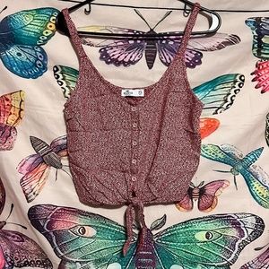 Red Floral Button Up & Tied Tank Top Blouse